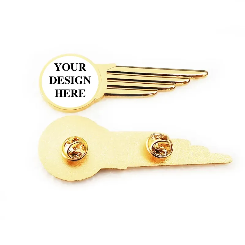 Wing Pin with Custom Round Logo - Half Wing 1.75 inch