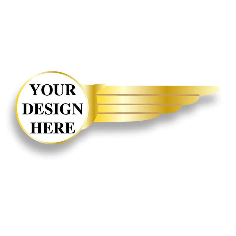 Wing Pin with Custom Round Logo - Half Wing 1.75 inch