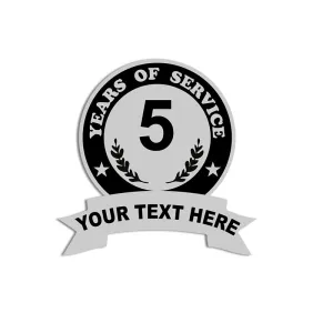 Years of Service Pins with Custom Center Years & Bottom Text