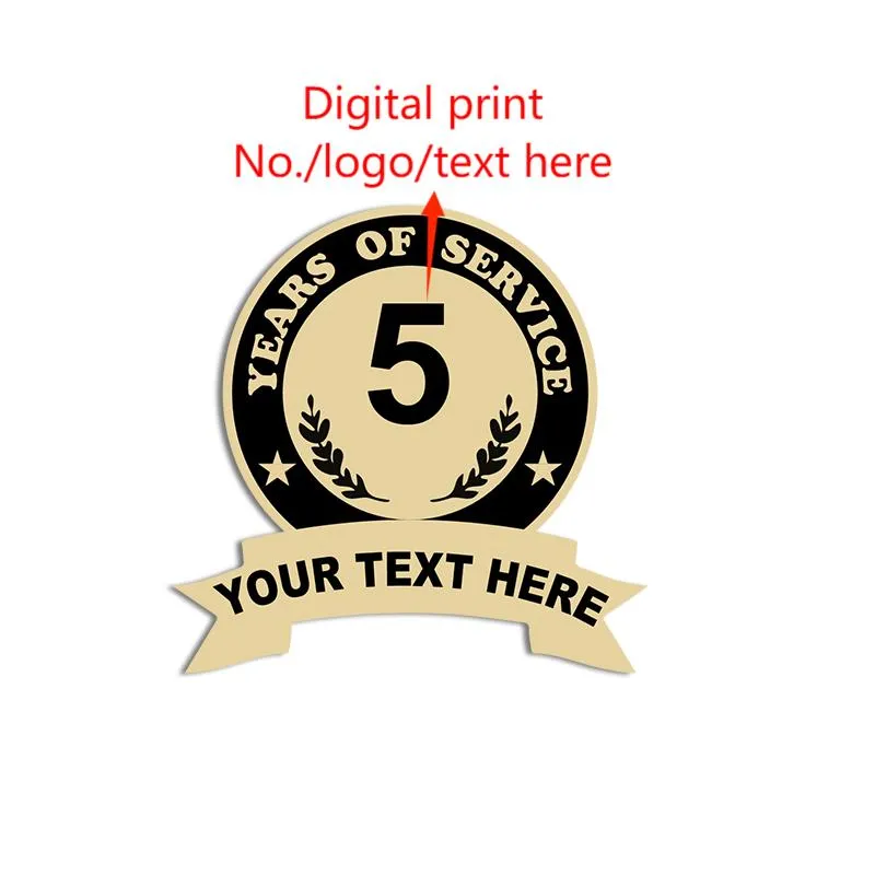 Years of Service Pins with Custom Center Years & Bottom Text