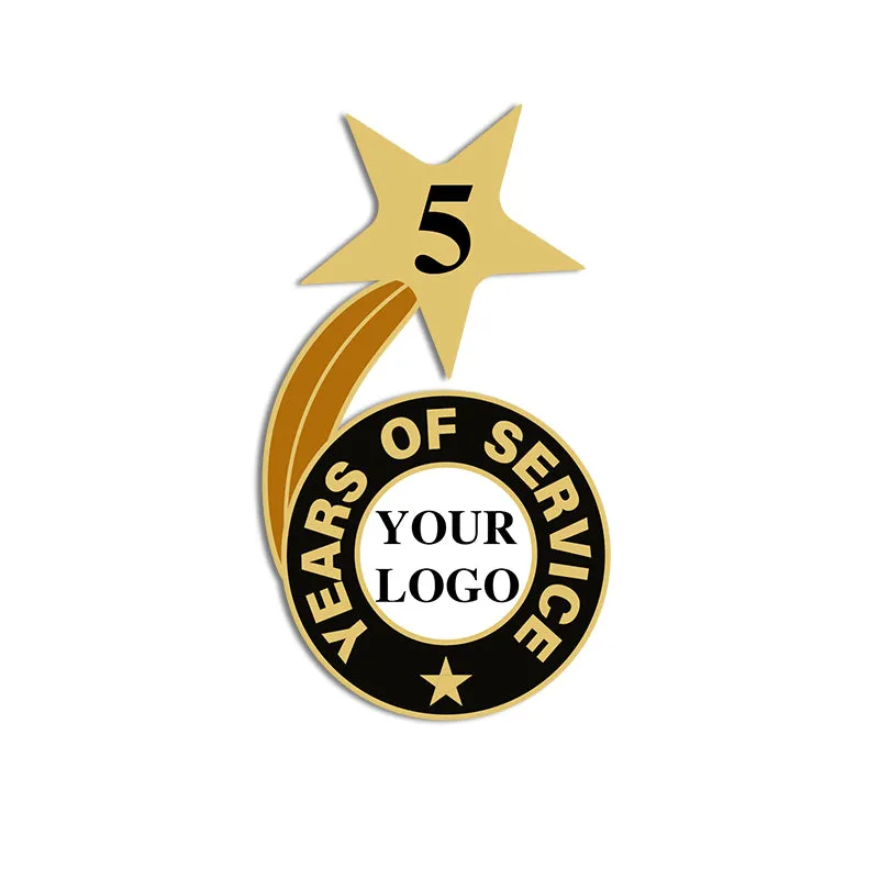 Years of Service Pins with Custom Years & Center Logo
