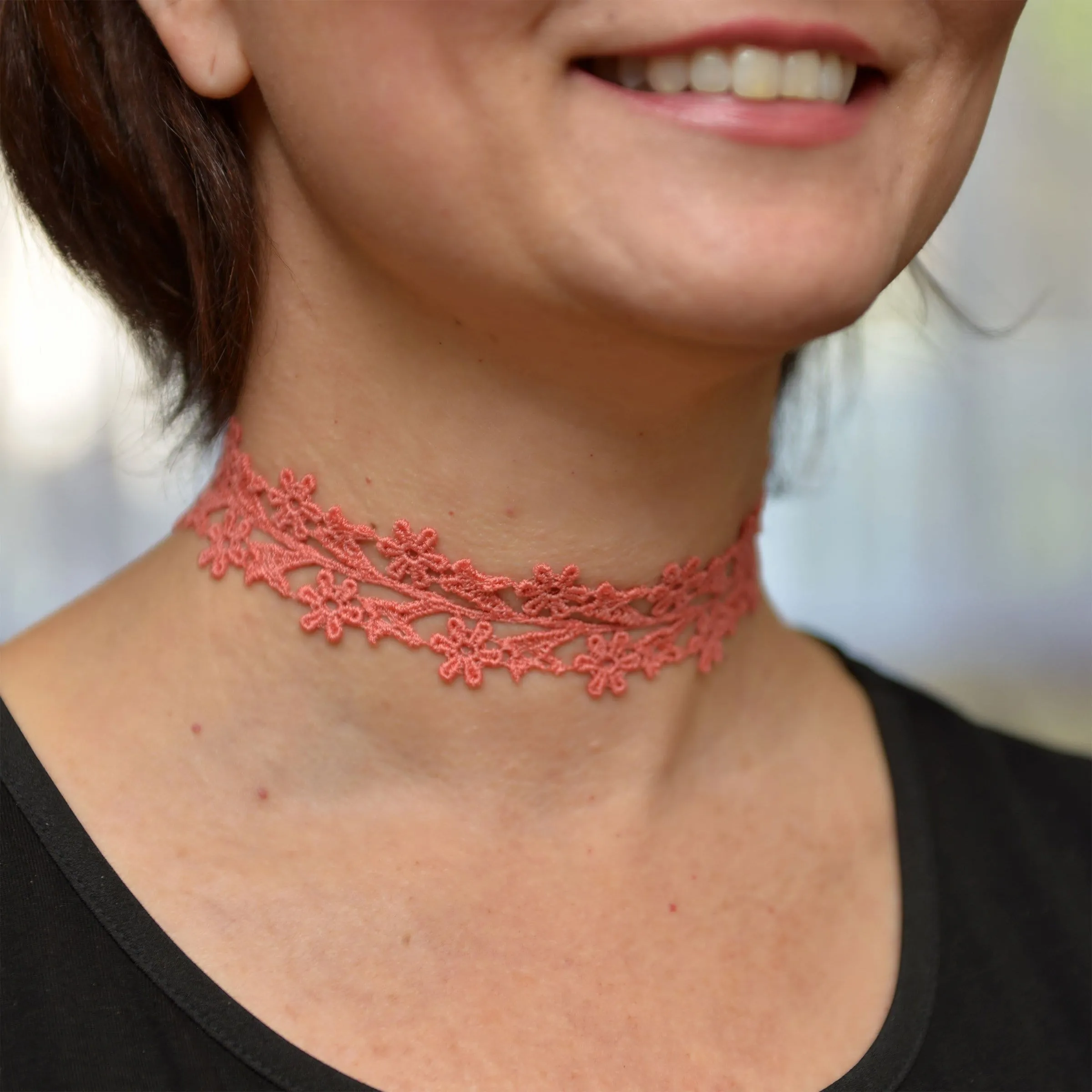 Zara Salmon Pink Wide Choker Necklace
